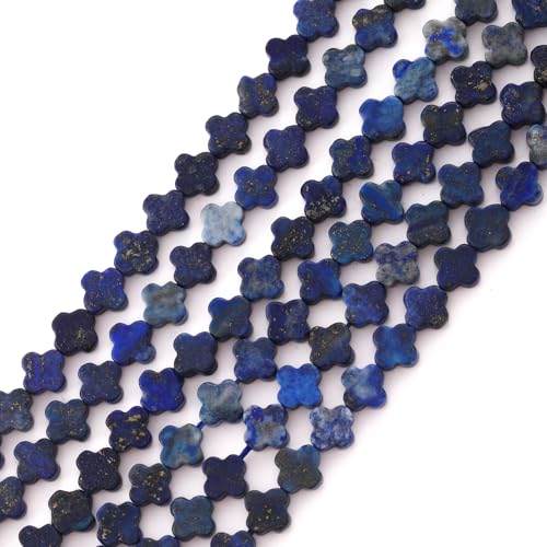 8mm Natural Lapis Lazuli Gemstone Faceted Clovers Beads Four-Leaf Spacer Loose Beads for DIY Jewelry Making Beads - color: Lapis Lazuli