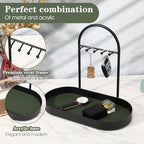 MAQUITA Key Holder Tray & Jewelry Organizer Stand with Acrylic Base, Key Stand and Jewelry Tray with 5 Hooks