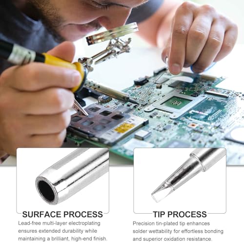 MECCANIXITY Pack of 10 900M Solder Tips Internally Heated Soldering Tips with Cleaning Sponge Pad Replacement Welding Accessories Kit for Electrical Solder Station Tip (900M-T-3.2D) - style: 900M-T-3.2D