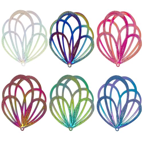 Dazzling Colorful Filigree Charms Hollow Out Multicolor Geometric Filigree Pendants for DIY Jewelry Making Earrings Necklaces Components - color: Flower-1