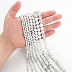 100Pcs Natural Stone Beads 6mm White Howlite Round Gemstone Loose Beads with Elastic Bracelet String for Bracelets Necklace Jewelry Making - color: White Howlite, size: 6mm