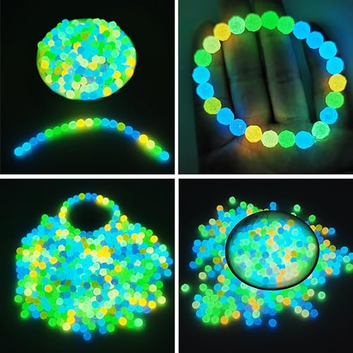 1200 Pcs Glow in The Dark Mixed Acrylic UV Beads - 6mm Round Glowing Solar Luminous Color Changing Bracelet Beads for Jewelry Making Bracelets Necklace - color: Rose, Orange, Yellow, Dark Blue, Transparent, Purple, Pink 6mm Round Beads