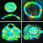 1200 Pcs Glow in The Dark Mixed Acrylic UV Beads - 6mm Round Glowing Solar Luminous Color Changing Bracelet Beads for Jewelry Making Bracelets Necklace - color: Rose, Orange, Yellow, Dark Blue, Transparent, Purple, Pink 6mm Round Beads
