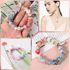 100pcs Glass Bellflower Beads Mixed Color Trumpet Flower Beads Gradient Clear Cute Bead Loose Aesthetic for Jewelry Making DIY Necklace Crafts