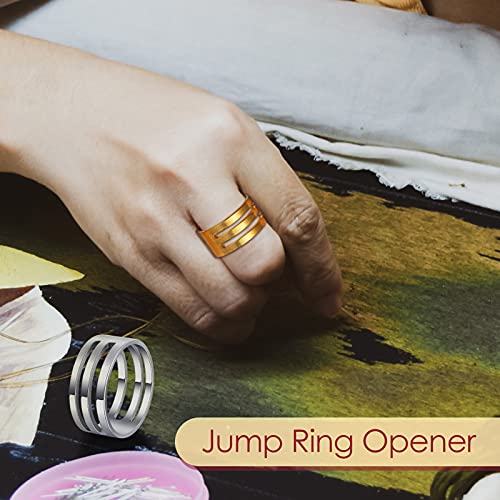 Hicarer 2 Pieces Jump Ring Opening Tools Opening Stainless Steel Jump Split Ring Opener Circle Tool for Jewelry Makers Craft Projects Supplies(Gold, Silver) - color: Gold, Silver