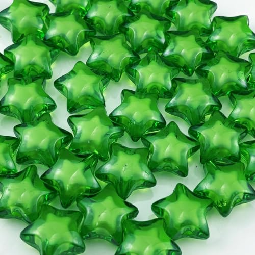 50pcs 18mm Acrylic Star Beads Spacer Beads for DIY Jewelry Making Bracelet Necklace Key Chains Handmade Craft(Green) - color: Green, size: 18mm