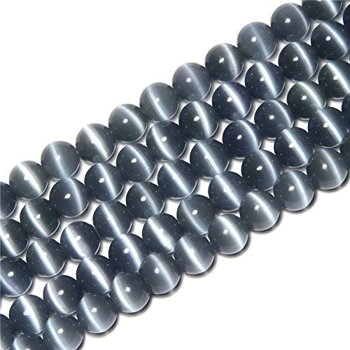 HAAMIIQII 35pcs 10mm Gray Cat Eye Beads Round Loose Gemstone Beads for Jewelry Making Strand 15 Inch - color: Gray, size: 10mm (35pcs)