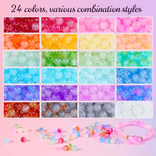 Sunlode Glass Beads for Bracelets 1400pcs Bracelet Making Kit 6mm Glass Bead for Jewelry Making Bracelet Beads 24 Colors Crystal Beads Adult Jewelry Making Supplies Round Glass Beads (24 Gradients) - color: 24 Gradients