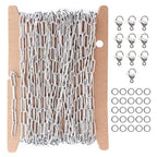 THREENEST 16.4-Feet 3mm Stainless Steel Paperclip Chains with 10 Lobster Claps+25 Jump Rings, Soldered Cable Long Craft Chain for Necklace Bracelet Earring Jewelry Making (Steel) - color: Stainless Steel, size: Width 3.0mm-16.4 Feet+10 Claps+25 Rings