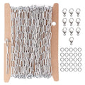 THREENEST 16.4-Feet 3mm Stainless Steel Paperclip Chains with 10 Lobster Claps+25 Jump Rings, Soldered Cable Long Craft Chain for Necklace Bracelet Earring Jewelry Making (Steel) - color: Stainless Steel, size: Width 3.0mm-16.4 Feet+10 Claps+25 Rings
