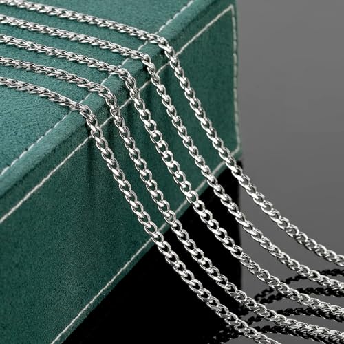 UMAOKANG 5 Meters Cuban Chain for Necklace DIY Jewelry Making Chains Bulk Stainless Steel Chain for Jewelry Making with Jump Rings and Lobster Clasps - color: 1.2mm Silver Cuban