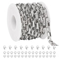 SMYHTGLIF 3 Meters Silver Stainless Steel Chain for Jewelry Making Embossed Chunky Box Chain Roll Craft Jewelry Supplies with Lobster Clasps and Jump Rings - color: Box Silver