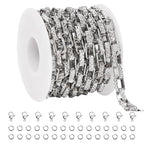 SMYHTGLIF 3 Meters Silver Stainless Steel Chain for Jewelry Making Embossed Chunky Box Chain Roll Craft Jewelry Supplies with Lobster Clasps and Jump Rings - color: Box Silver
