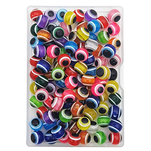 INSPIRELLE 100 Pieces 10mm Mixed Color Round Resin Turkish Evil Eye Beads for for Jewelry Bracelet Craft Making - color: Assorted Colors (Round), size: 10mm