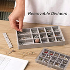 YUFONG Earring Organizer Box Acrylic Jewelry Organizer with 3 Drawers 54 Adjustable Grids Clear Stackable Earring Holder Velvet Trays Ring Display Case for Women Girls (Gray) - color: Gray