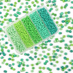 TOAOB 1500pcs 3mm Green Colors Opaque Seed Beads Kit Glass Round Small Spacer Beads with Beading Pin for DIY Beading Weaving Earrings Bracelets Necklaces Eyeglass Chain Art Crafts Jewelry Making - color: Green series