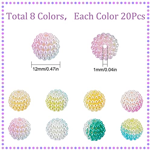 SUNNYCLUE 160pcs Bubblegum Acrylic Beads - 12mm Berry Gradient Color Imitation Pearl Round Beaded Garland Loose Spacer Beads for Jewelry Making Bracelet Keychains DIY Crafts - color: 160Pcs 12mm Acrylic Beads