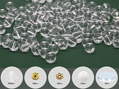 500PCS 8mm Clear White Glass Round Beads Bulk,Imitative Jade Beads Kit, Bracelet Space Loose Beads for Jewelry Making Earring, Necklaces, DIY Crafts & Gifts #352 - size: 8mm Clear White #352