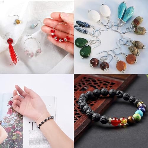 SUNNYCLUE 1 Box 240Pcs 12 Styles Flower Spacer Beads Caps Silver Bead Caps Mixed Tibetan Beads Jewelry Findings for DIY Earring Bracelet Necklace Keyring Making - color: 240pcs Silver