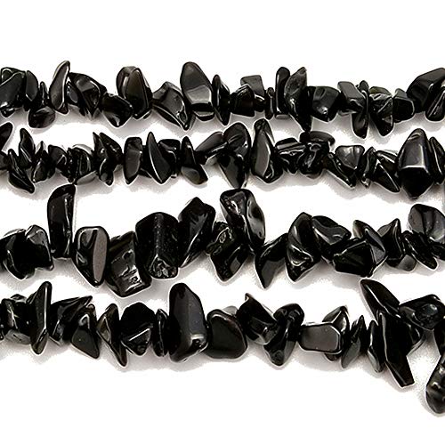 PLTbeads 5-8mm Natral Healing Gemstone Waist Bracelets Necklace Kit Irregular Stone DIY Crafts Design Jewelry Making 1 Strand per Bag Approxi 34 inch (Black Obsidian Chips) - color: Black Obsidian Chips