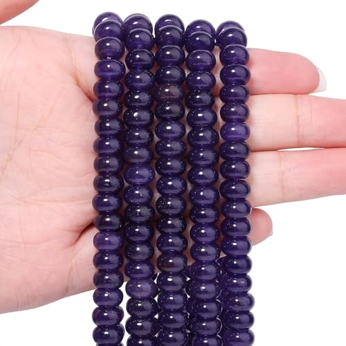 Songxi 5x8mm Natural Deep Purple Chalcedony Stone Rondelle Beads, 75PCS Spacer Round Loose Abacus Beads for Jewelry Making, Gemstone for Bracelet Necklace Earrings, Arts and Crafts - color: Deep Purple Chalcedony