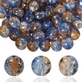 100Pcs 10mm Crackle Glass Beads for Jewelry Making - Round Spacer Crystal Beads Bulk, DIY Craft Supplies for Necklace Bracelet Earrings (Light Blue Coffee) - color: Light Blue Coffee