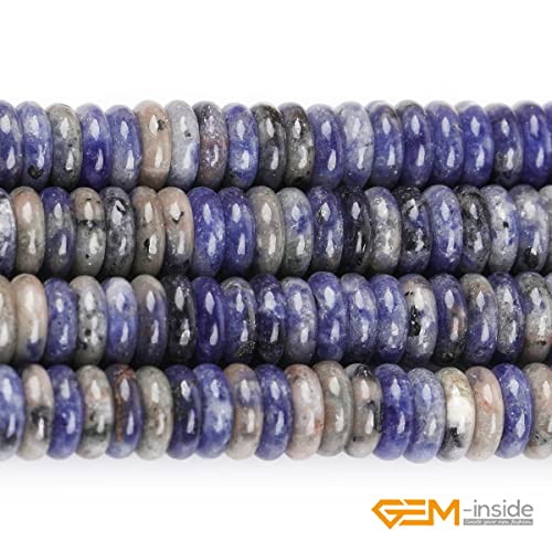 GEM-Inside 2x6mm Natural Dark Blue Sodalite Jasper Stone Heishi Disc Rondelle Spacer Beads for Jewelry Making Full 15" Strand Energy Stone Healing Power Crystal - color: Dark Blue Sodalite Jasper