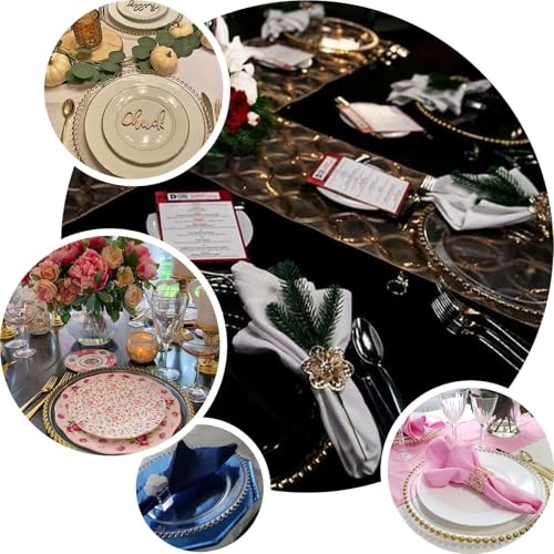 13" Charger Plates - Set of 12 - Blue Round Acrylic Disposable Chargers with Beaded Rim, Ideal for Dinner Party Wedding Bulk Events - color: Blue, size: 13" Charger Plate, 12 Pack