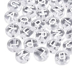 BEEFLYING 1480Pcs 7MM Transparent Acrylic Alphabet Beads Flat Round Disc A-Z White Letter Spacer Beads for DIY Friendship Boho Bracelet Hawaii Summer Holiday Surfing Jewelry Making (Clear Color) - color: White