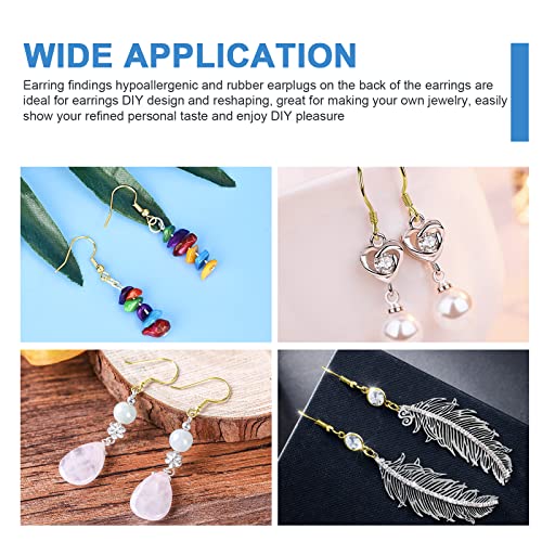 925 Sterling Silver Earring Hooks, 750PCS Gold Earring Hooks Kit 250PCS/125Pairs Hypoallergenic Ear Wires Fish Hooks with 250 PCS Gold Open Jump Rings and 250PCS Rubber Ear Backs for Jewelry Making - size: 750pcs-gold