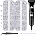 BELLEBOOST Nail Art Rhinestone Glue Gel&2 Boxes Flatback Gems Kit, 1 Tube of 15ml Rhinestone Gel Glue(UV/LED Needed)+Round Glass Crystal Clear Gemstones with Pickup Tools - color: A06-Clear+ Clear