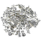 Youdiyla 70pcs Musical Symbol Charms Collection, BULK Music Notes Elements Guitar Violin Microphon Tape Horn Charms Metal Pendant Craft Supplies Findings for Jewelry Making-Silver HM211 - color: Silver Music Charms-70pcs