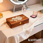 Travel Jewelry Case Small Wood Jewelry Organizer Jewelry Box for Women (Nut-Brown Print C) - color: Nut-Brown Print C