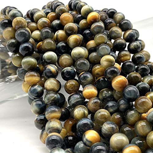 ABCGEMS 2-Tone Namibian Blue Tigers Eye Beads (Gorgeous Silky Lusture- Beautiful Matrix) Jewelry Making Craft Smooth Round 8mm