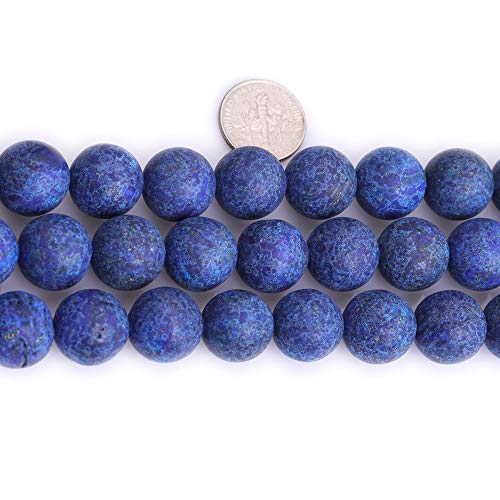 14mm Matte Natural Lapis Lazuli Beads, 15 Inch Strand Blue Frosted Stone Gemstone Beads for Statement Necklace Chunky Bracelet DIY Jewelry Making - color: Blue Lapis Lazuli, size: 14mm