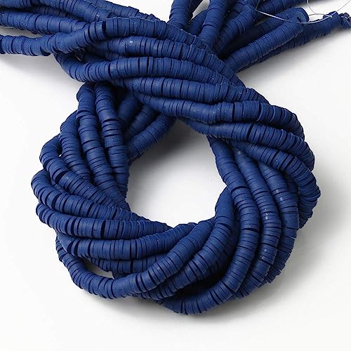 3600 pcs Royal Blue Clay Beads for Bracelets Making, 10 Strands Flat Round Polymer Clay Disc 6mm Spacer Heishi Beads for Jewelry Making Earring Necklace - color: Navy Blue