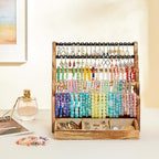 Pinzoveco Bracelet Holder, 3 Tier Rustic Bracelet Holder Display with 2 Tier Earring Organizer, 5 Tier Wooden Jewelry Display for Vendors, Home and Store