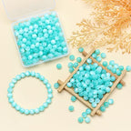 200pcs Glass Beads for Bracelets, 8mm Crystal Glass Round Beads for Jewelry Making, DIY Crafts, Single Box (Sea Blue) - color: Sea Blue