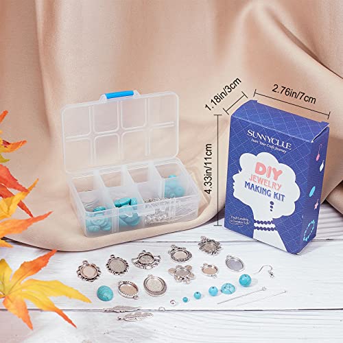 SUNNYCLUE 1 Box DIY 10 Pairs Turquoise Bead Earrings Making Kit Alloy Enamel Leaf Pendants Charms with Turquoise Beads Eye Pin & Earring Hooks for DIY Earring Jewelery Making, Antique Silver - color: 1 Box Diy 10 Pairs Turquoise Bead Earrings Kit
