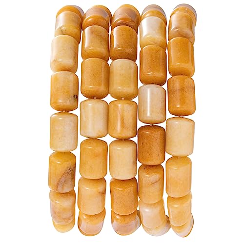 Natural Yellow Jade Cylinder Tube Beads 10x14mm 38cm/str Loose Semi Gemstone Stone Beads for Making Bracelets Necklace - color: Yellow Jade