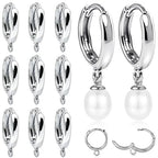 stino 16Pcs Huggie Earring Hooks for Jewelry Making, Brass Earring Clasps, Findings & Supplies(White Gold Plated) - color: White Gold Plated