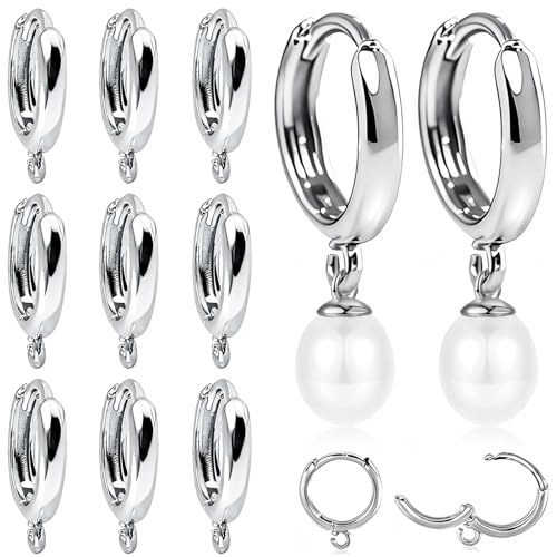 stino 16Pcs Huggie Earring Hooks for Jewelry Making, Brass Earring Clasps, Findings & Supplies(White Gold Plated) - color: White Gold Plated