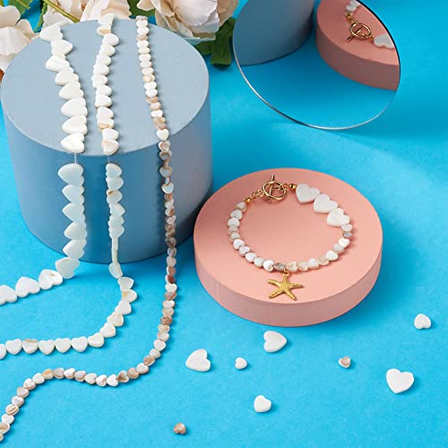 Fashewelry 147pcs Heart Natural Freshwater Shell Loose Beads White Peach Heart Sea Shell Spacer Charm Beads 6mm/8mm/12mm for Jewelry Making - color: 1-Shell Color, 6mm/8mm/12mm