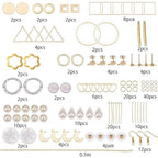 SUNNYCLUE 1 Box DIY 10 Pairs Geometric Hollow Earring Making Starter Kit Classic Round Square Heart Triangle Charm Connector, Earring Stud Hooks Jewelry Making Supplies Craft, Golden, Instruction - color: Diy 10 Pairs Earrings-style 1