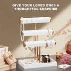 Abiglifty 3 Tier Necklace Holder Display, Jewelry Organizer, Jewelry Stand, Bracelet Display, Necklace Organizer, Bracelet holder, Jewelry Display for Necklace, Watches, Rings, white - color: white
