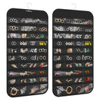1 Pack Hanging Jewelry Organizer 80-Pocket Dual-sided Jewelry Storage for Earring Necklace Bracelet Ring Travel Holder, Black - color: Black