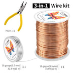 16 Gauge(1.5mm) Aluminum Wire 164 Feet(50 M) KSVZS Bendable Metal Wire for Crafts, Sculpting, Armature, Jewelry Making【3-in-1】+18 Gauge(1.0 mm) 32.8 Ft(10 M)+1 Plier(Champagne Gold) - size: 16Gauge, style: Champagne Gold