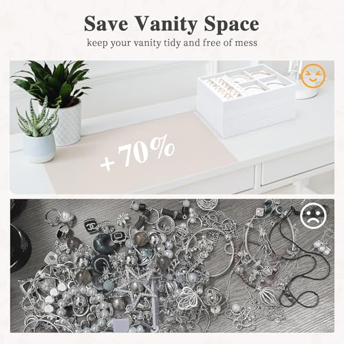 Jewelry Drawers Organizer Trays,4 Layer Stackable Jewelry Drawer Inserts Velvet Jewelry Tray Storage Display Tray for Earring Necklace Rings Bracelet