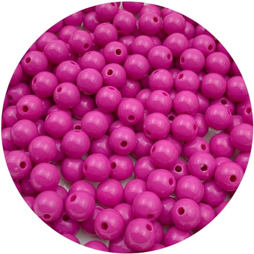 400Pcs 8MM Acrylic Round Pastel Beads Candy Color Spacer Beads Plastic Resin Beads for Necklace and Bracelet Making Crafting Supplies(311 - Deep Rose Red) - color: 311 - Deep Rose Red, size: 8MM