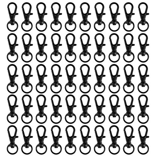 50 pcs Swivel Clasps Lanyard Snap Hook,cnomg Metal Swivel Lanyard Snap Hook Lobster Claw Clasp (Black) - color: Black, size: 1.2 inches